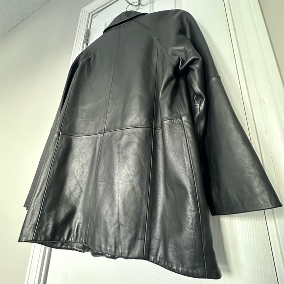 Worthington Genuine Lambskin Leather Coat Women’s Medium Zip Up Jacket Vtg Black - Picture 5 of 13